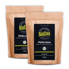 Biotiva Peppermint Tea Rough Cut Organic 200g (2x100g) - Mentha- piperita - Packed and controlled in Germany (DE-ECO-005)