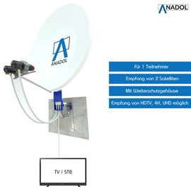 2 x Anadol 2/1 DiseqC Switch - 2-in-1 Switch for Satellite Receiver, for Receiving 2 Satellites for 1 Receiver, Full HD, 4K UHD, LNB Splitter + 6 x Gold-Plated F-Connectors + Cable Ties + Dowel Screws