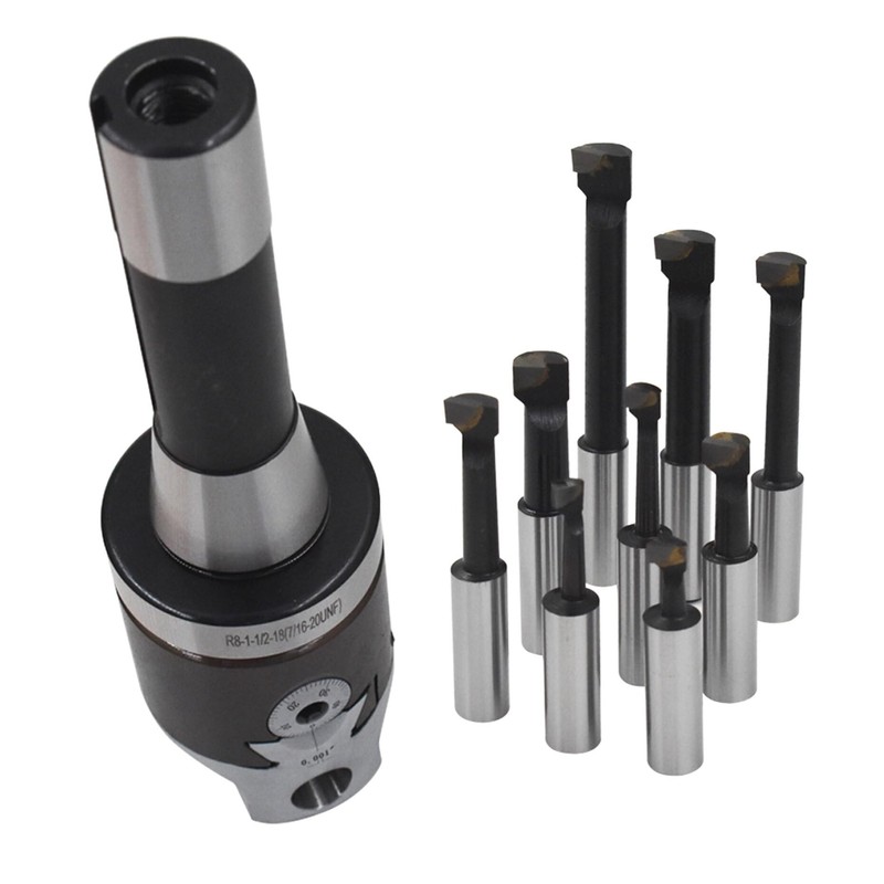 Kimllier 2 Inch Boring Head R8 Shank 9Pcs 1/2 Inch