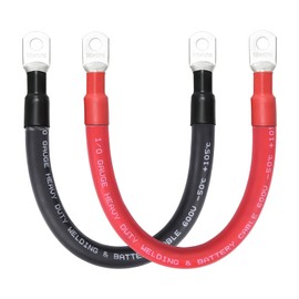 Geosiry 1/0 Battery Cables, 1FT 1/0 Welding Cable with 5/16” Lugs for DIY Enthusiasts and Professional Mechanics, Perfect for Cars and Motorcycles (1/0AWG-5/16", 1FT)