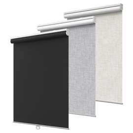 GENIMO 100% Blackout Roller Window Shades, Window Blinds Cordless with Thermal Insulated, UV Protection Fabric, Mini French Door Blinds for Home, Office, Bedroom, Easy to Install, Black, 35" W X 72" H
