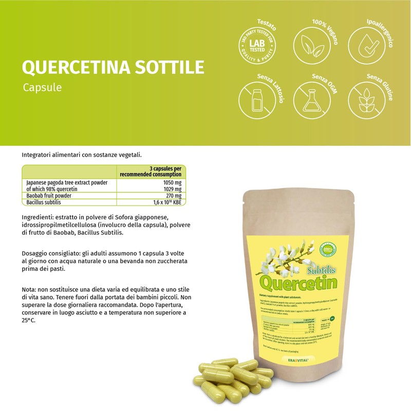 Quercetin Subtilis Kapseln mit wichtigen Begleitern - Baobab-Fruchtpulver und Bacillus