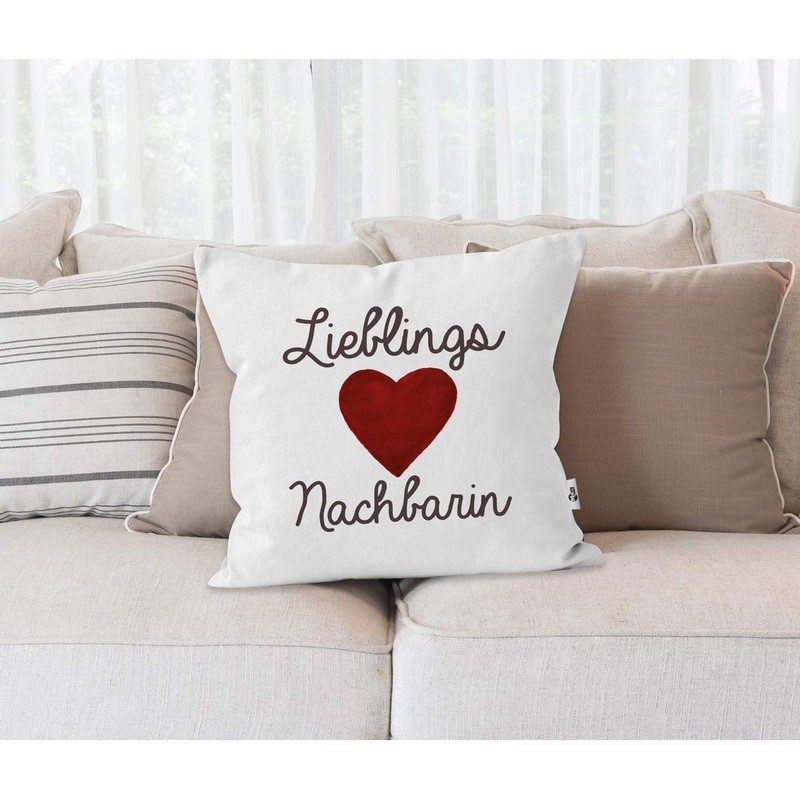 MoonWorks® Cushion Cover Favourite Neighbour Gift Neighbours Neighbour White One