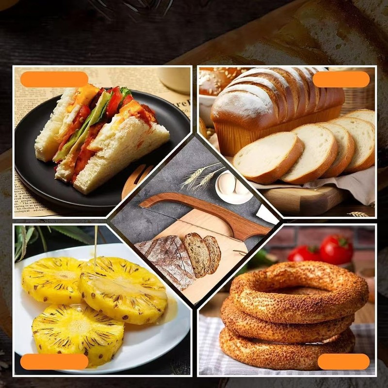 LinaLife 10.5in blade Wooden Bread Bow Cutter Serrated Bagel Cutter