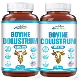 Bovine Colostrum Supplement - 30% IgG Lactoferrin, Immune Support (2 Pack) 240 c