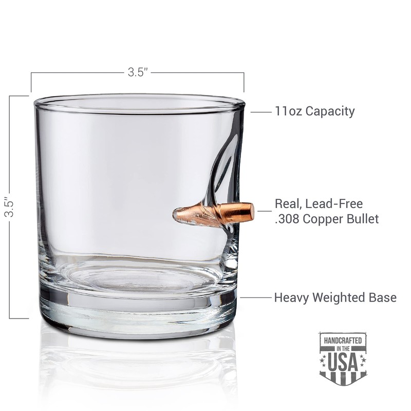 BenShot Rocks Glass with Real .308 Bullet - 11oz |