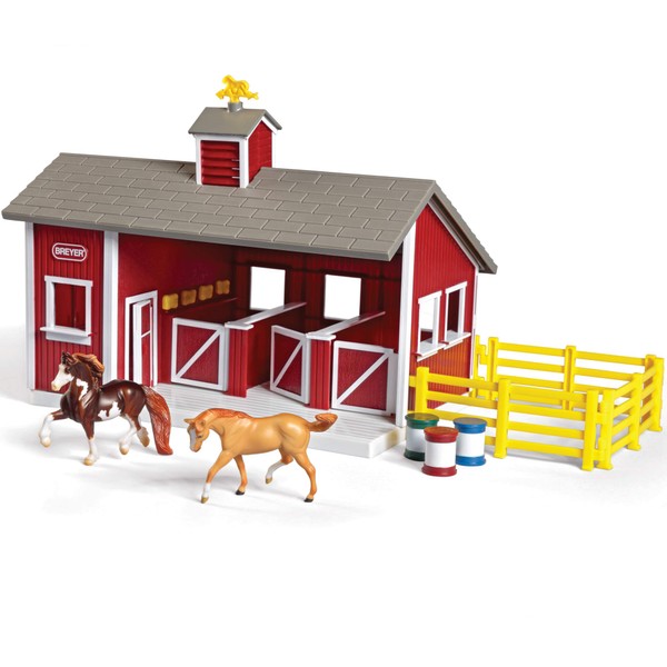 59197 Stablemates Red Stable Set with Two Horses, N/a