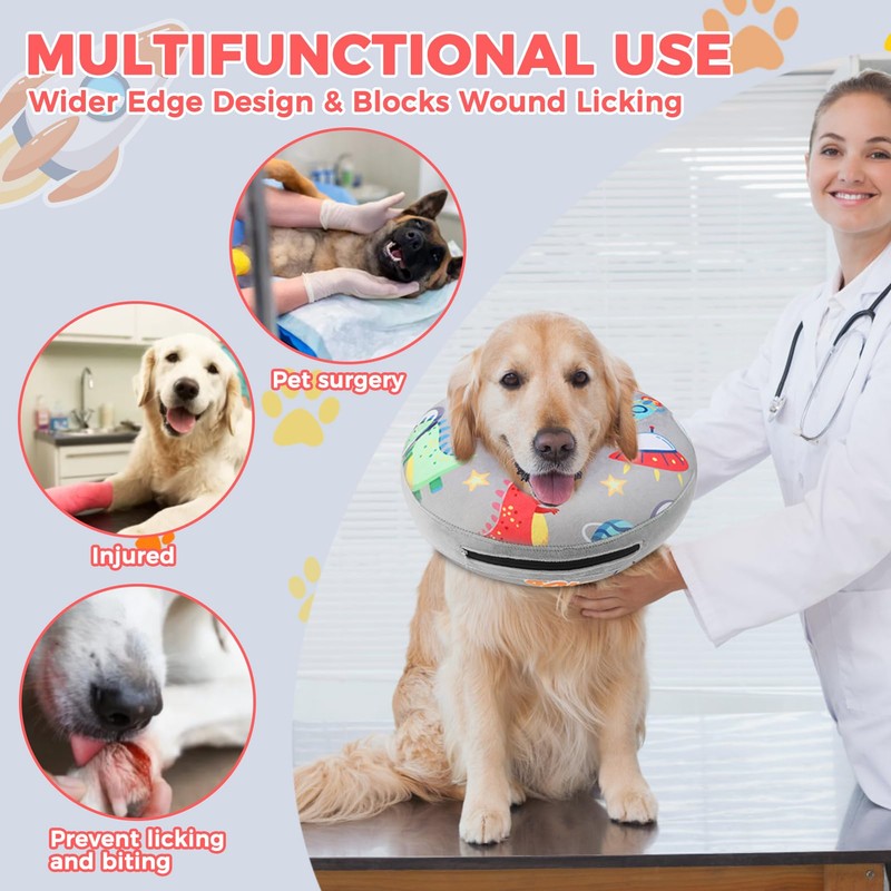 PAWCHIE Inflatable Dog Cone Collar Alternative, Soft Dog Cone for