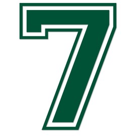 Applicable Pun Varsity Number 7 - Vinyl Decal - Forest Green 7 Inches Tall