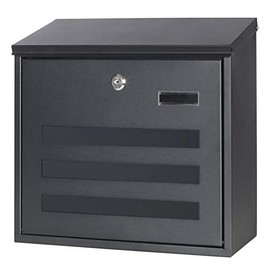 Locking Mailbox Wall Mounted Vertical- Jssmst mailboxes with Key Lock Large Capacity, Key Lock Drop Box Large Capacity with Galvanized Cover and Rust-Proof Metal, 13.6 x 12.8 x 4.3 Inch SM-HPB918