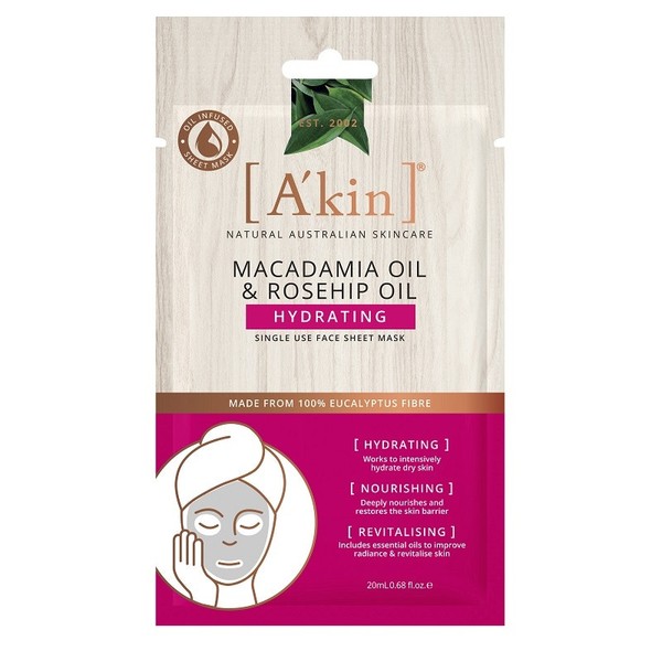 A'kin Macadamia Oil and Rosehip Oil Hydrating Face Sheet Mask