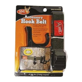 HME Accessory Hunting Hook Belt|3 Super-Strong Hooks for Hanging Various Items |Curved and Cupped Back to Mount to the Tree, Single Blister
