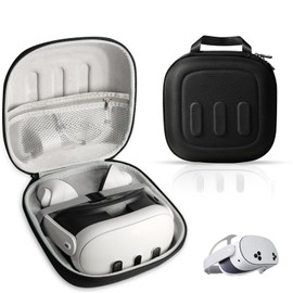 OPTOSLON Q3S Hard Carrying Case for Meta Quest 3/Quest 3S VR Headset, Touch Controller, Original Fabric Strap & Accessories, Ideal for Travel & Home Storage with Comfort Protection