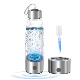 sykart Hydrogen Water Bottle Generator, Portable Rechargeable Hydrogen Water Bottle 460ml with Advanced SPE PEM Technology 2300+ PPB, Hydrogen Water Ionizer Machine for Home/Office/Travel (Sliver)