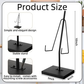 RattanView Black Metal Frame Holder Heavy Duty Sign Holder Vertical Picture Art Painting Display Stand Plaque Poster Stand for Home Restaurant Table Exhibition(10 x 5 x 4 Inches)