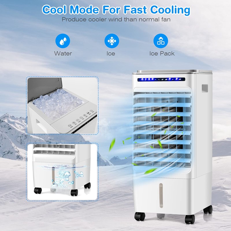 COSTWAY Portable Evaporative Air Cooler for Room, Include Remote Control,