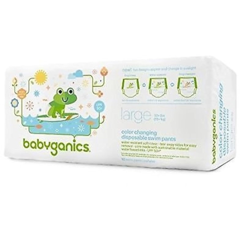 Babyganics Color Changing Disposable Swim Diapers, Large