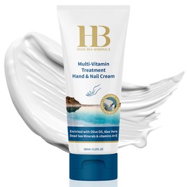 HB DEAD SEA MINERALS MultiVitamin Hand & Nail Cream Skin Protection & Nourishment - Nail Strengthening Cream, Nail Nurishment Handcream, Nail Repair Cream 3.4oz