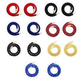 Velvet Blue Silver Button, Velvet Rope with Polished Gold Snap Hooks for Ball Top Stanchion Posts, 1.5M Thick Red Cord Barrier Ropes, for Post Stand Dividers in Crowd Control