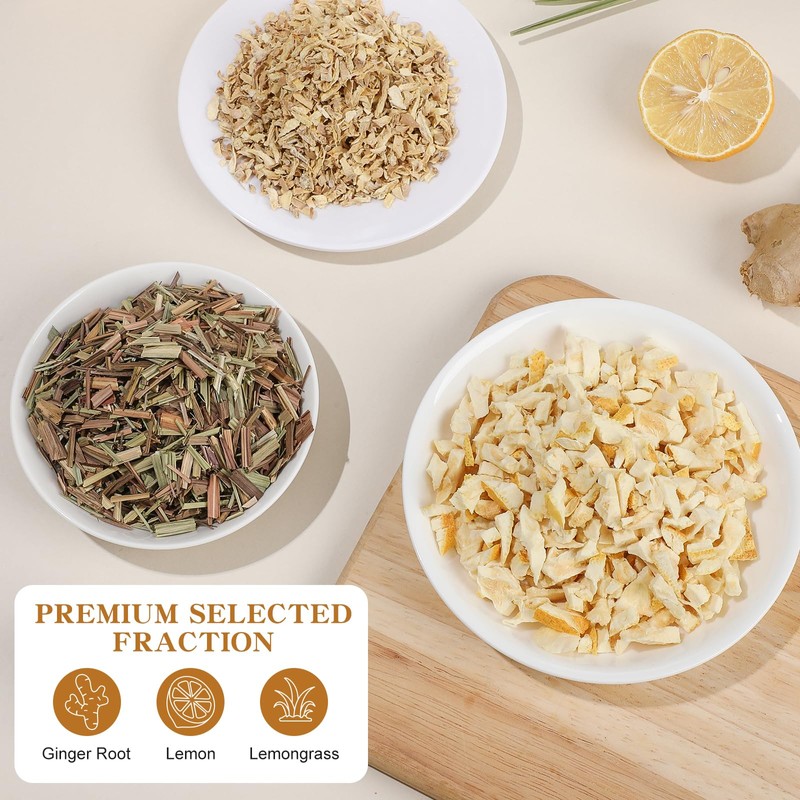 FullChea - Lemon Ginger Tea Bags, 50 Teabags - Pleasantly
