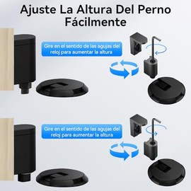 Tope de Puerta Magnético Negro, Set de 2PCS con Altura Ajustable, Retenedor Silencioso sin Perforación Para Hogar,Oficina,Dormitorio, Incluye 2 Llaves Hexagonales Extra para Instalación Fácil