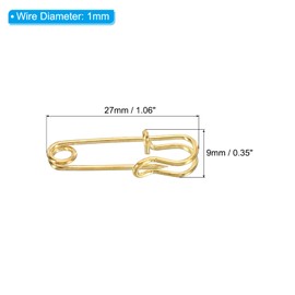 MECCANIXITY Safety Pins 1.06 Inch Large Metal Sewing Pins for Blankets Skirts Crafts Brooch Making Gold Tone 20Pcs