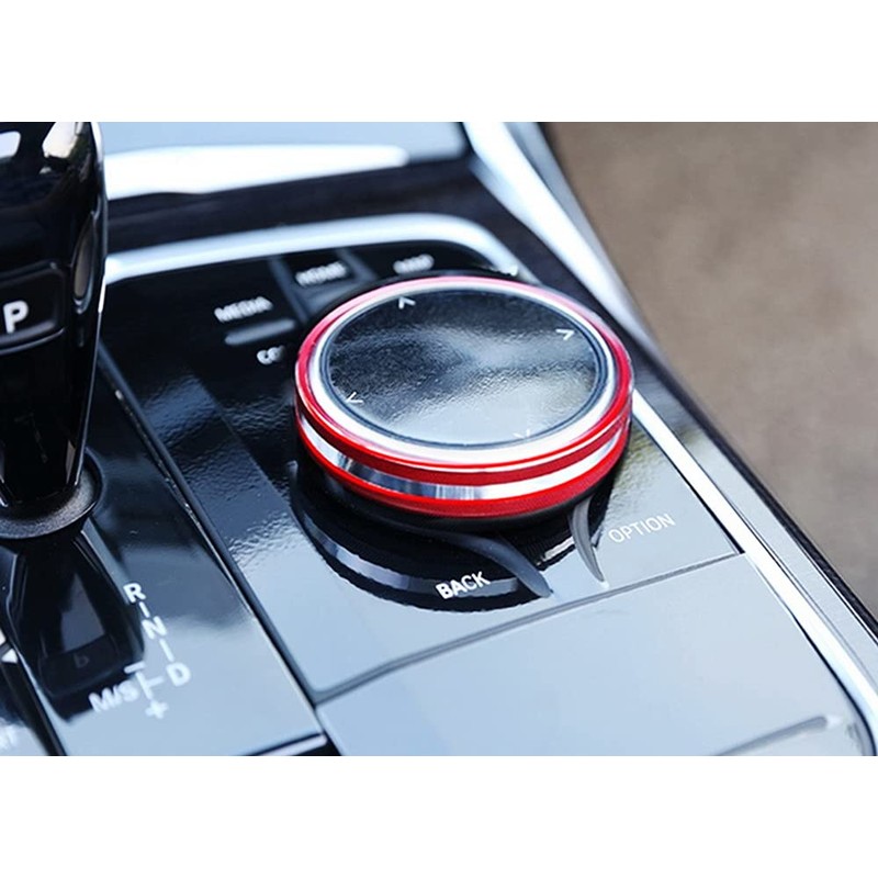 iJDMTOY Sports Red Anodized Aluminum iDrive Multimedia Control Surrounding Ring