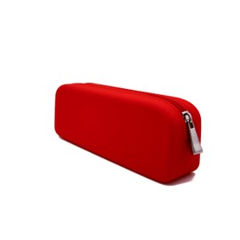 Gorgcase Silicone Pen Pencil Bag case with Zipper, Water Leak Resistant,Toiletry Essentials Holder, Cosmetic Pouch Organizer Drop kit for Personal Items,School,Gift,Kid,Teen, Student, Red