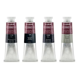 LUKAS 1862 Professional Artist Oil Paint - Grey to Black, 37 mL - Set of 4 - Outstanding Lightfastness, Non-Yellowing, with Beeswax for Smooth, Buttery Texture, Consistent Hue for Professional Artists