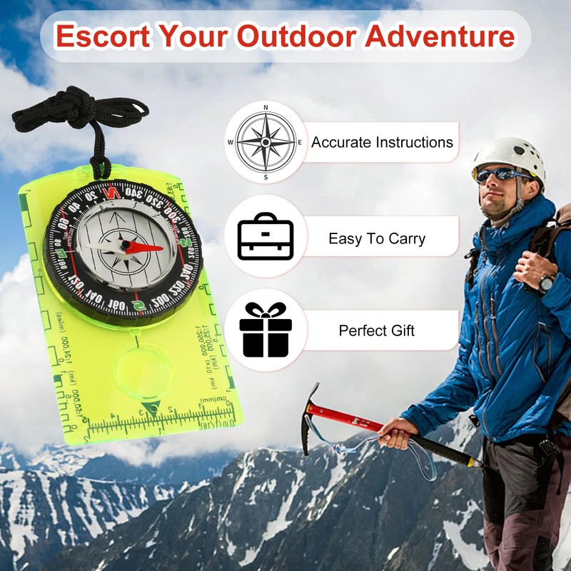 Navigation Compass, Orienteering Compass, Multifunctional Magnetic Hiking Compass with Adjustable