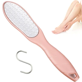 Dermatologist Supervised TAKES Heel Care, Exfoliating, Heel File, Double Sided, Stainless Steel, Cracked Foot (Pink)
