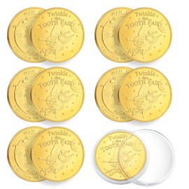 Pack of 6 Tooth Fairy Coins, Gold Tooth Fairy Coin Gifts Girls Boys Tooth Fairy Gift Coins for Lost Tooth Children Gifts Souvenir