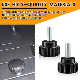 Carbon Steel Threaded Knurled Thumbscrew Round Clamping Screw on Knobs Grips Thumb Screws Assortment Kit Knurled Handle Bolts for Machinery Latche 50Pcs