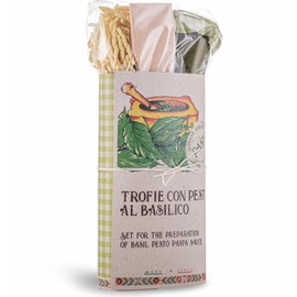 Pasta Gift Set -Trofie Pasta with Basil Pesto Sauce in Deluxe Packaging, homemade in South of Italy, Artigiani dei Sapori