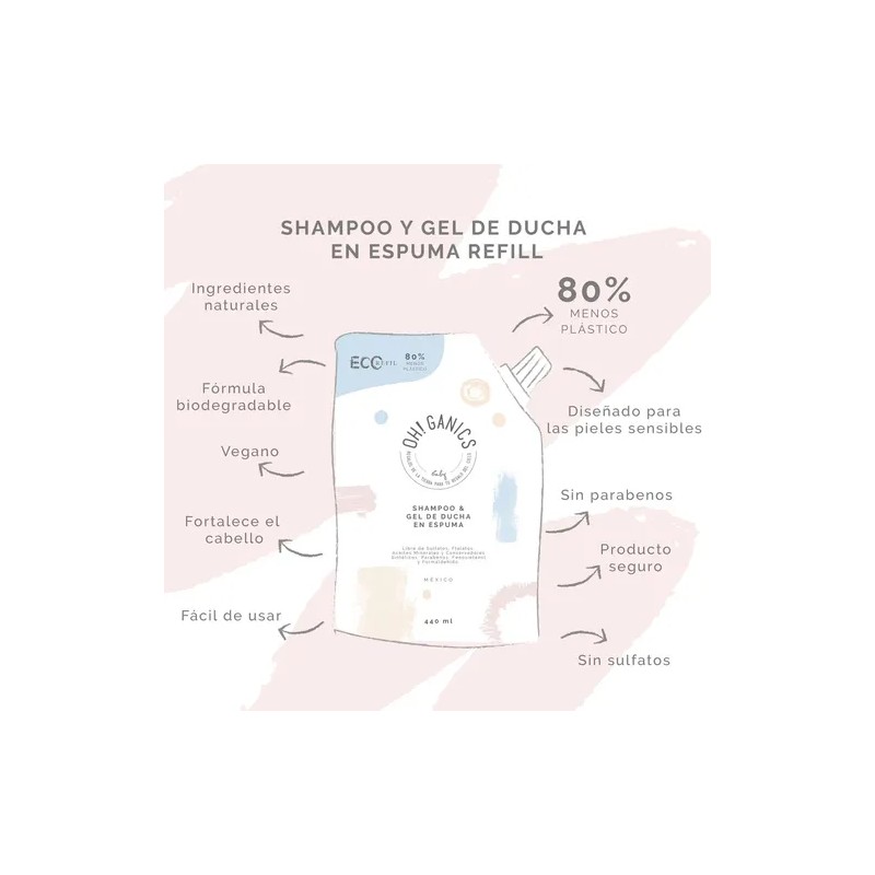 Shampoo & Body Wash Foamer Ohganics Refill 440 Ml