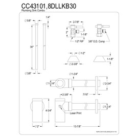 Kingston Brass CC43101DLLKB30 Contemporary Sink Installation Kit, Polished Chrome