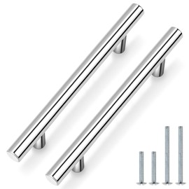 Probrico Polished Chrome Cabinet Handles 5 Inch Hole Centers, Kitchen Drawer Dresser Pulls T Bar Style, Cabinet Pulls for Kitchen Cupboard Bathroom Handles,1 Pack