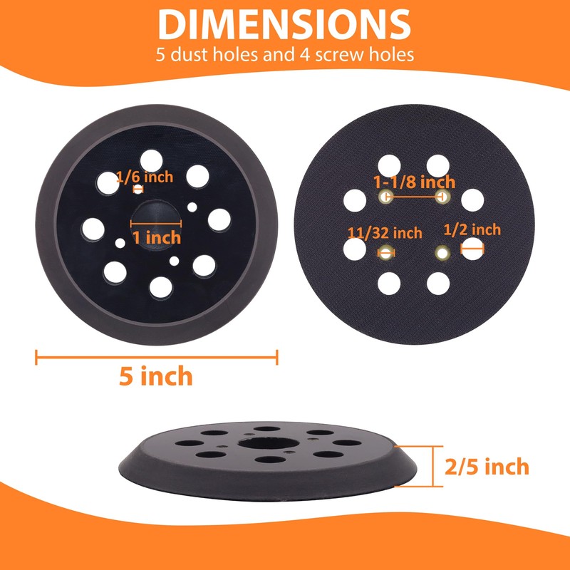 5-Inch Sander Replacement Pad, Universal Hook and Loop Orbital Sander