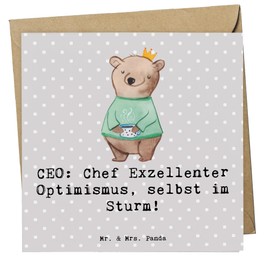 Mr. & Mrs. Panda Deluxe Karte CEO Optimismus - Geschenk, Berufsliebe, Einladungskarte, Herausforderungen, Hochwertige Grußkarte, Humor, Grußkarte,