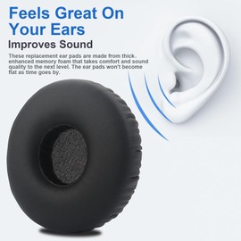 Revo Replacement Ear Pads Compatible with Jabra Revo Wireless and Wired Headphones, Soft Protein Leather, High Density Memory Foam Ear Pads, Earmuffs, Repair Parts, Black