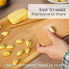 omolly Gnocchi Board, Pasta Cutter Pasta Roller, Gnocchi Board Wood, Noodle Board for Gnocchi, Pasta Board Set for Kneading Dough and Making Pasta