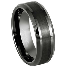 Jewelry Avalanche Brushed Gunmetal Tungsten Ring, Men's Tungsten Wedding Band, Metal, No Gemstone