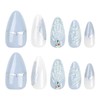 24 Pcs Press on Nails Short Almond - YEFIUO Blue