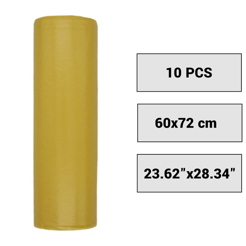 SKIR'CO Pack of 10 Bin Liners 60 Litres Yellow Bin