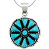 Turquoise Pendant Necklace 20" Sterling Silver 925 Genuine Gemstones (Turquoise)