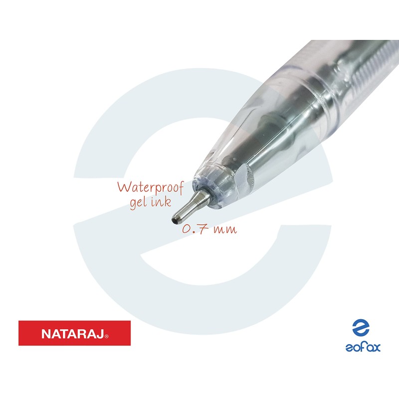 NATARAJ Gelix Gel Pens (10 x 0.7mm BLACK Gel Pens