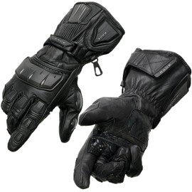 Milwaukee Leather SH717 Men's Black Leather Racing Gauntlet Gloves w/Knuckle Protection (Large)