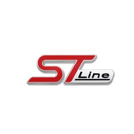 VICHEN Car Metal ST Line Emblem Front Grille Body Trunk Decoration Sticker Decal (Red silver Emblem), 10x3.5