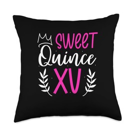 Quince Años 15 XV Birthday Quinceanera Throw Pillow