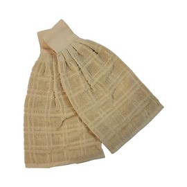 ZENVY Tie Latch Towels Set of 2 | Hanging Hand Towels Set with Hook & Loop Closure (Tan)